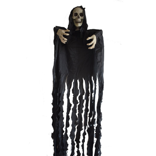5feet Black Cloak Skeleton Haunted House Decoration Halloween Creepy Hanging Skeleton