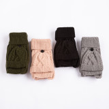 Ready to Ship Women Gloves Winter Girls Mittens Two Parts Half Finger Winter Mittens
