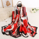 2021 Spring Summer New Silk Printed Silk Scarf Women Korean Fashion Gift Scarf Seaside Sunscreen Shawl