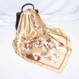 Large Hijab Fashion 90cmx90cm Square Shawls Head Printed Bag Silk Scarf For Ladies