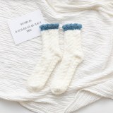 Female 7-Color Twist Coral Fleece  In Tube Socks Home Thick Towel Floor  Sleep Socks