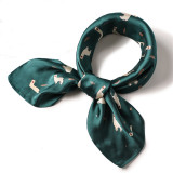 Korean square silk scarf ladies spring and autumn decoration scarf art cartoon pattern neckerchief scarf