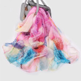 Silk Chiffon Scarf Ladies Long Large Size Shawls Fall Winter Women Neck Scarves Silk Organza Shawl