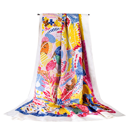 Luxury Printing Ladies Silk Satin Vintage Fashion Neck Scarf For Women