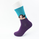 Custom High Quality Happy Style Retro Fashion 3D Art Oil Painting Cotton Men Funny Socks