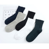 Wholesale Good Quality Solid Color Black White Socks Men Dress Crew Cotton Custom Mens Socks