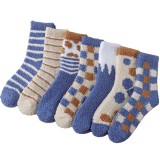Explosive British Milk Check Socks Coral Fleece Home Floor Socks Sleeping Socks