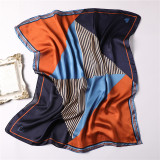 Korean Fold New Variety Square Silk Scarf Female Geometric Contrast Silk Scarf Professional Scarf Love Pattern