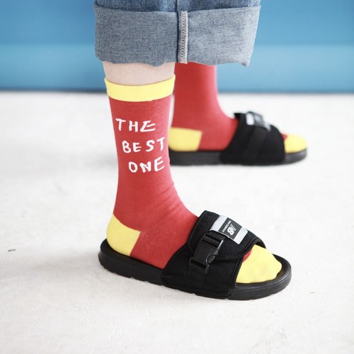 New custom colorful stripe and grid crew happy men Socks, Eco friendly oem service fashion Sublimation happy socks mens dress