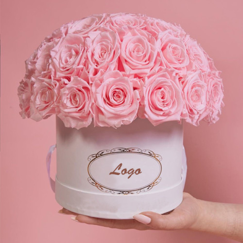 High Quality Cardboard Cylinder Rose Gift Packaging Large Pink Paper Tube Luxury Round Flower Box With Custom Logo
