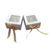 Custom Personalized Logo Gift Jewelry Window Boxes Packing Small Square Rigid Gift Box With Ribbon