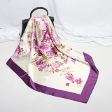 Large Hijab Fashion 90cmx90cm Square Shawls Head Printed Bag Silk Scarf For Ladies