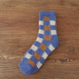Explosive British Milk Check Socks Coral Fleece Home Floor Socks Sleeping Socks