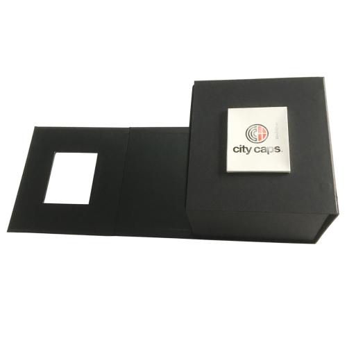 Custom Fashion Glossy Logo and Magnet Closure for Gift Cap Packing  Folding Black Paper Gift Box
