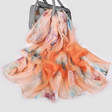 Silk Chiffon Scarf Ladies Long Large Size Shawls Fall Winter Women Neck Scarves Silk Organza Shawl