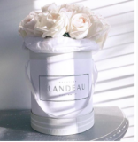 Beautiful Outside Printing Round Shape Flower Packing Box With Ribbon Handle