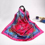 Large Hijab Fashion 90cmx90cm Square Shawls Head Printed Bag Silk Scarf For Ladies