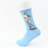 Custom High Quality Happy Style Retro Fashion 3D Art Oil Painting Cotton Men Funny Socks