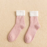 women's winter new wool socks thick tube plus velvet to keep warm socks Japanese sleep floor winter snow socks factory direct