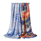 New Spring Fall Fashion Luxury Women Silk Custom Satin Scarf Shawl