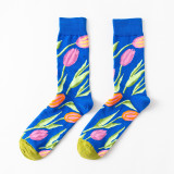 2021 Happy Socks Men Harajuku Style Creative  Color Medium Personality Flower Bird Frog Bee Cotton Wedding Christmas Gifts