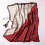 Designer Styles Silk Scarf Female Winter Decoration Warm Silk Scarf  Two-color Stitching Fashion Scarf 70*70cm