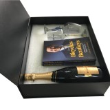 Big Custom Luxury Magnet Matt Black Printing Design VIP Champagne Book Set Box
