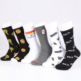 Custom Print No Minimum Order Logo Cotton Oem Design Printed Fashion Hip Hop Customized Crew Men's Socks