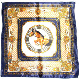 New 50*50 Elegant Spring Women Multifunction Hair Tie Headwear Design Retro Neckercief Printed Square Silk Scarf