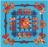 Multifunctional 70cm twill scarves women's ribbon bow decorative floral square silk scarf