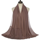 Summer Pearl Chiffon Scarf Islamic Headdress Pleated Female Women Hijab Pleated Beads Muslim Scarf