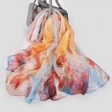 Silk Chiffon Scarf Ladies Long Large Size Shawls Fall Winter Women Neck Scarves Silk Organza Shawl