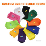OEM Mens Meias Socken Embroidered Calcetines Custom Made Design Logo Cotton Sports Socks Sox Crew Sport Socks Stock