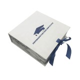 OEM Custom Printing Luxury Paper Ribbon Closure Marble Hat Cardboard Foldable Gift Packing Box