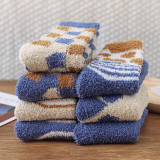 Explosive British Milk Check Socks Coral Fleece Home Floor Socks Sleeping Socks