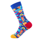 Custom Funny Jacquard Colorful Image Cotton High Elastic Happy Socks