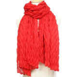 New hot-selling crimped scarf ladies pure color pleated headscarf monochrome warmth cotton and linen scarf