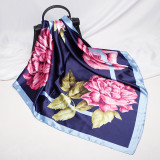 Large Hijab Fashion 90cmx90cm Square Shawls Head Printed Bag Silk Scarf For Ladies