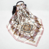 Large Hijab Fashion 90cmx90cm Square Shawls Head Printed Bag Silk Scarf For Ladies