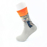 Custom High Quality Happy Style Retro Fashion 3D Art Oil Painting Cotton Men Funny Socks