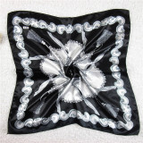 New 50*50 Elegant Spring Women Multifunction Hair Tie Headwear Design Retro Neckercief Printed Square Silk Scarf