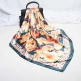 Large Hijab Fashion 90cmx90cm Square Shawls Head Printed Bag Silk Scarf For Ladies
