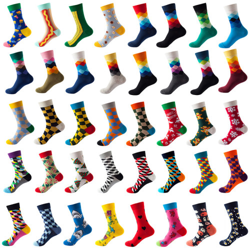 Wholesale New Amazon Supply Diamond Pattern Fashion Trend European  American Ins Wind Tube Socks