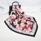 Large Hijab Fashion 90cmx90cm Square Shawls Head Printed Bag Silk Scarf For Ladies