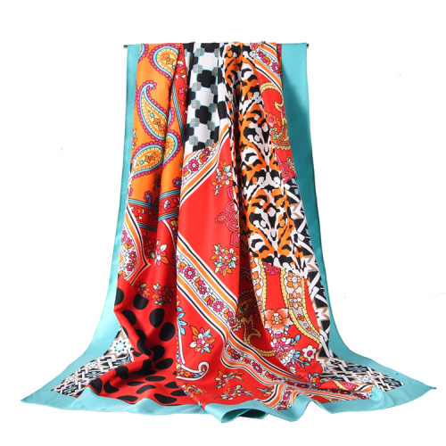 Women Long Fashion Satin Lightweight Printed Scarf Women Neckwear Brand Silk Scarves Wholesale