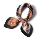 Designer Styles Silk Scarf Female Winter Decoration Warm Silk Scarf  Two-color Stitching Fashion Scarf 70*70cm