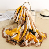 2021 Spring Summer New Silk Printed Silk Scarf Women Korean Fashion Gift Scarf Seaside Sunscreen Shawl