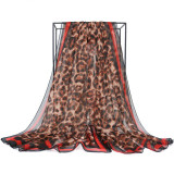 New Large Size Leopard Print Chiffon Silk Scarf Women European American Silk Scarf Shawl