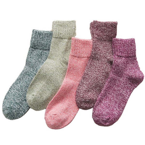 Foreign Trade Explosion Models Cross-Border Autumn  Winter Models Thickened Warm Wool  Solid Color And Line Ladies Socks