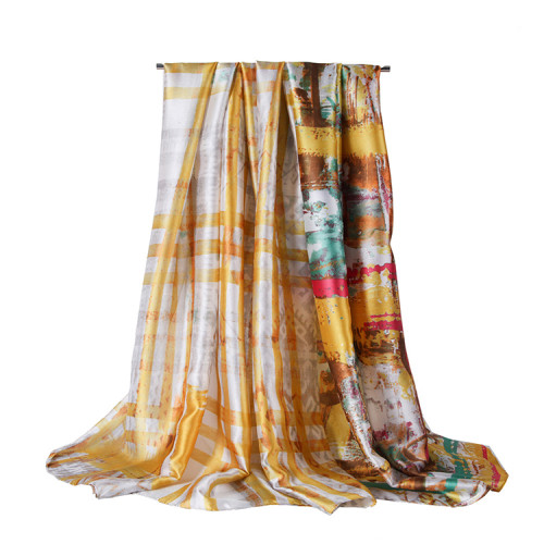 New Spring Fall Fashion Luxury Women Silk Custom Satin Scarf Shawl